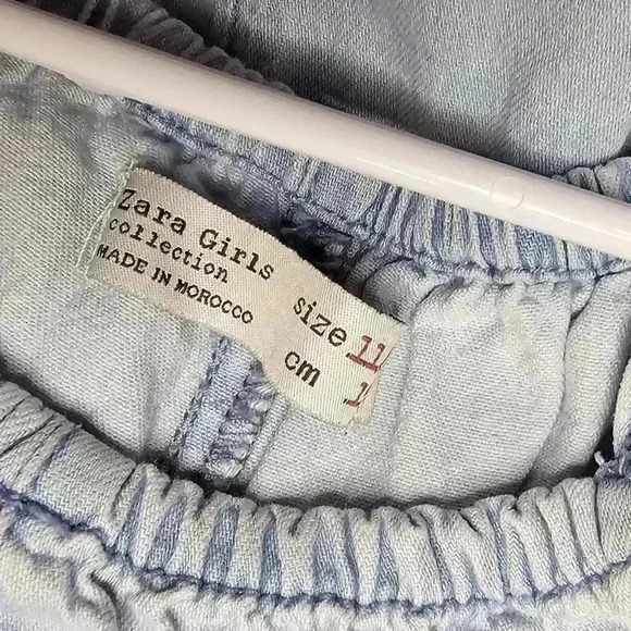 Zara Girls Collection Denim Jumpsuit Romper Pockets Size 11/12 - Picture 5 of 7